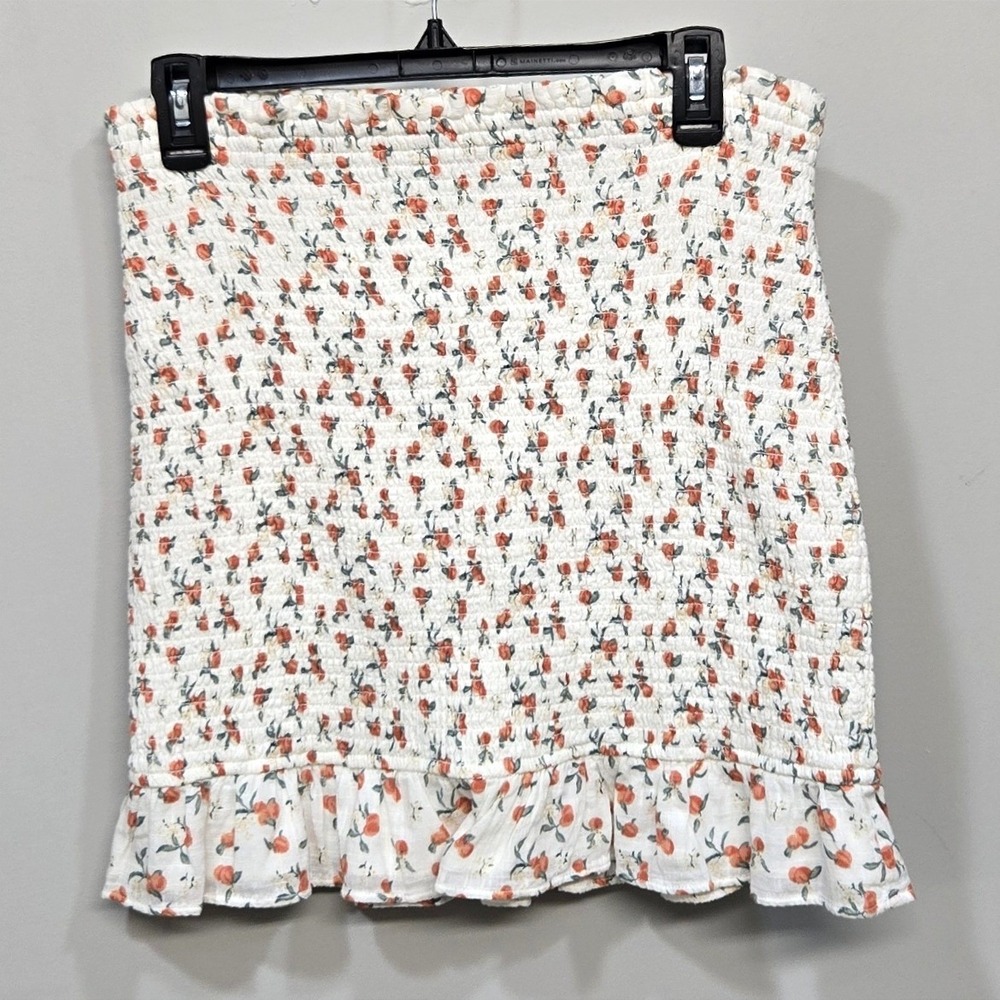 Abercrombie & Fitch Peaches Smocked Mini Skirt Large Ruffle Cottagecore Romantic